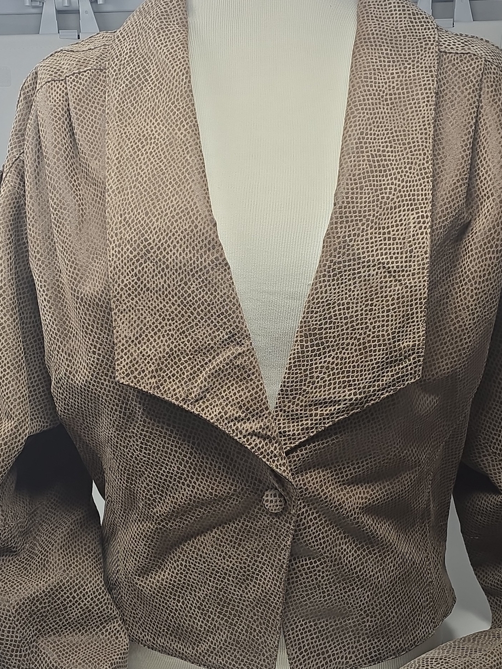 Wilson Taupe Textured Leather Single-Button Blazer